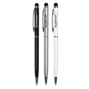 Bolígrafos Punta Touch B1610 de BLACKPOINT en colores negro, plateado y blanco